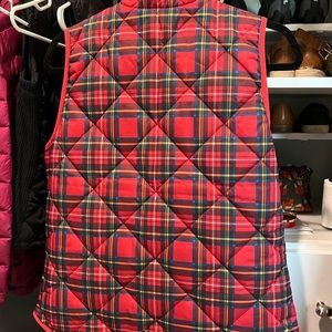 NWT J.Crew Holiday Tartan Puffer Vest Women Size XS